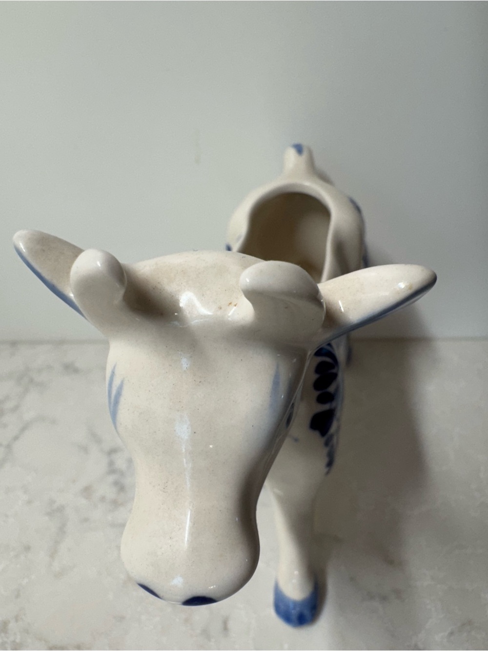 Vintage Blue Delft Blue Ceramic Cow Creamer - White and Blue - Picture 6 of 10